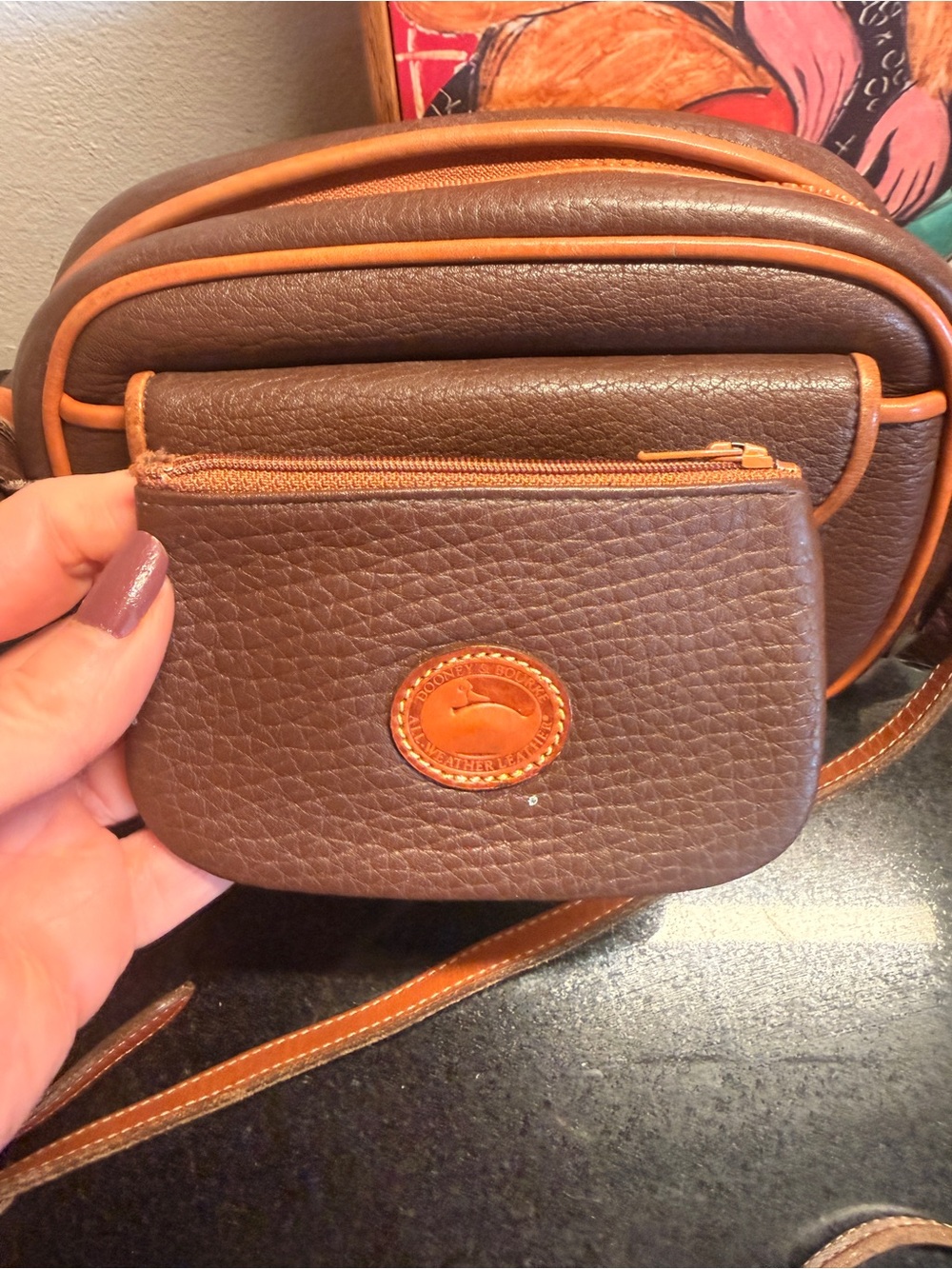 Brown & Tan Leather Crossbody Camera Bag - Picture 10 of 14